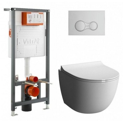 Купить Унитаз подвесной Vitra Sento L-Box 9830B003-7207 инсталляция с клавишей, унитазом и сиденьем 