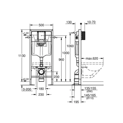 Инсталляция для подвесного унитаза Grohe Rapid SL (38584001)