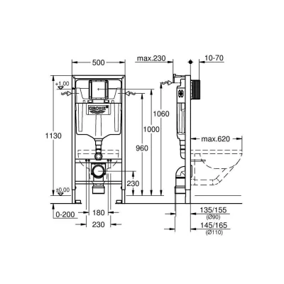 Инсталляция Grohe Rapid SL для подвесного унитаза (38536001) Инсталляция Grohe Rapid SL для подвесного унитаза (38536001)