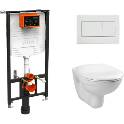 Унитаз подвесной Vitra Normus L-box 9773B003-7206 инсталляция с клавишей и унитазом
