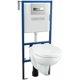 Инсталляция Eccellenza Tecnica с кнопкой хром и унитазом Grohe Lecico Perth