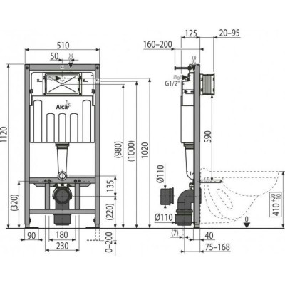 Инсталляция Alcaplast AM101/1120+M578 с унитазом Grossman GR-4455S фото 1