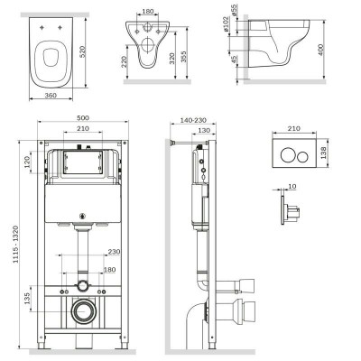 Инсталляция Am.Pm Like IS49001.801700 с безободковым унитазом Like FlashClean, клавиша Pro L фото 7