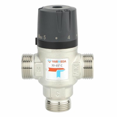 Купить Термостатический смесительный клапан 1"НР Varmega VM17403 (30-65°С) смешение в бок арт. VM17403 