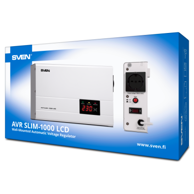 Стабилизатор напряжения SVEN AVR SLIM-1000 LCD (1000VA/800W) - гарантия до 5 лет фото 3 Стабилизатор напряжения SVEN AVR SLIM-1000 LCD (1000VA/800W) фото 3