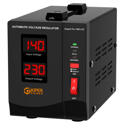 Купить Стабилизатор напряжения Kiper Power Expert Pro 1000 LCD (1000VA/600W) в магазине Mirkotlov.by (Мир Котлов) - отличное качество. Купить Стабилизатор напряжения Kiper Power Expert Pro 1000 LCD (1000VA/600W)