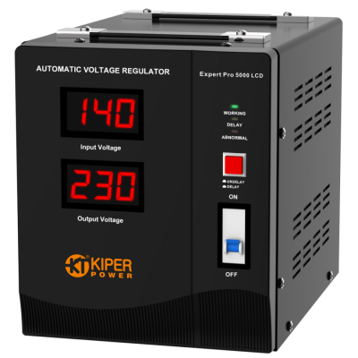 Купить Стабилизатор напряжения Kiper Power Expert Pro 5000 LCD (5000VA/3000W) в магазине Mirkotlov.by (Мир Котлов) - отличное качество. Купить Стабилизатор напряжения Kiper Power Expert Pro 5000 LCD (5000VA/3000W)