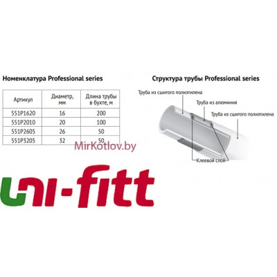 Труба металлопластиковая Professional Series Uni-Fitt PE-Xc/AL/PE-Xb 16х2мм (Германия) фото 3