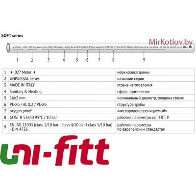 Труба металлопластиковая SOFT Series Uni-Fitt PE-RT/AL/PE-RT 16х2мм (Италия) фото 3