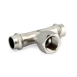 Тройник двураструбный переходной с внутренней резьбой Uni-Fitt 797S4240 1/2"×28 мм, пресс-обжим