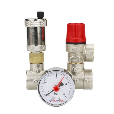 Группа безопасности котла Varmega VMSG04-N006030, 1", никелированная латунь