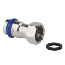 Муфта раструбная Varmega Inox Press с накидной гайкой VM709001504, 15×1/2"