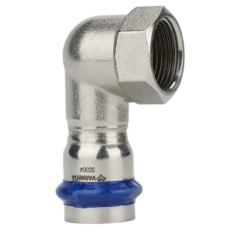 Угольник раструбный Varmega Inox Press с внутренней резьбой VM714001504, 15×1/2" Угольник раструбный Varmega Inox Press с внутренней резьбой VM714001504, 15×1/2"