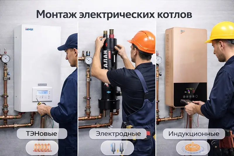 Монтаж электрических котлов - ТЭНовых, электродных и индукционных