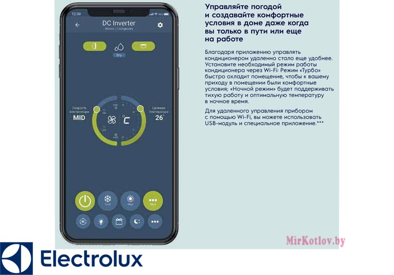 мобильное приложение кондиционер ELECTROLUX