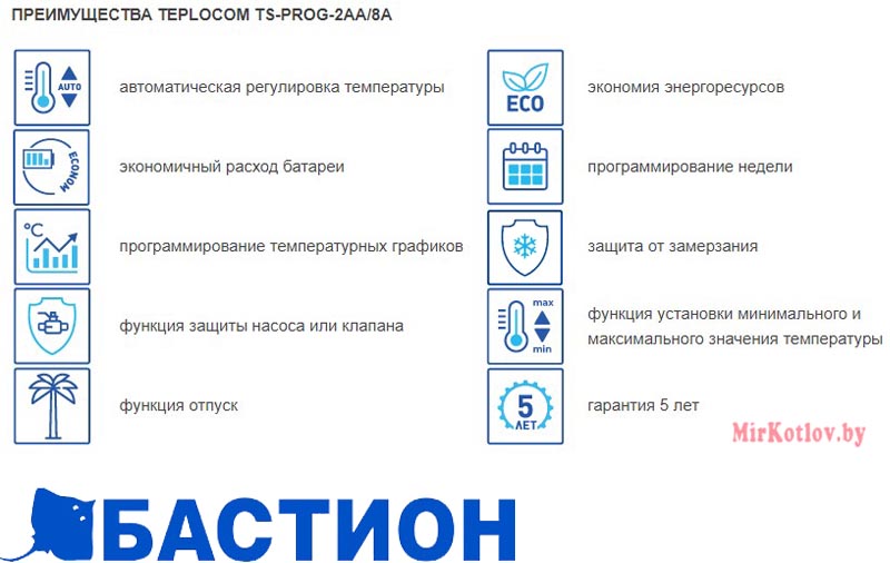 Комнатный термостат TEPLOCOM TS-PROG-2AA/8A преимущества